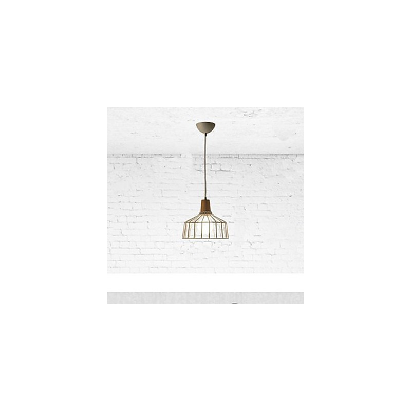 Lampadario mini in metallo bianco con decorazioni in legno/bambù
