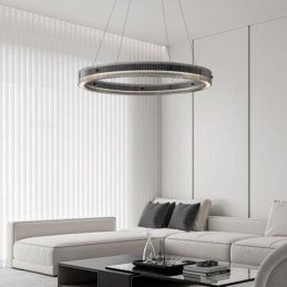 Lampada a sospensione circolare in vetro dimmerabile con telecomando 60/80 cm