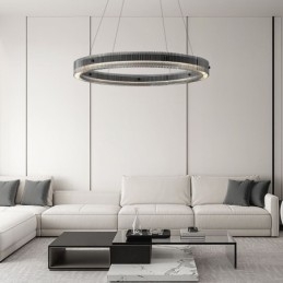 Lampada a sospensione circolare in vetro dimmerabile con telecomando 60/80 cm