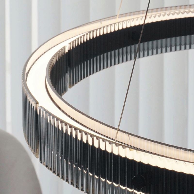 Lampada a sospensione circolare in vetro dimmerabile con telecomando 60/80 cm