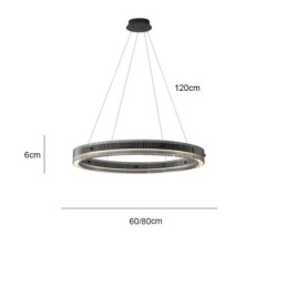 Lampada a sospensione circolare in vetro dimmerabile con telecomando 60/80 cm