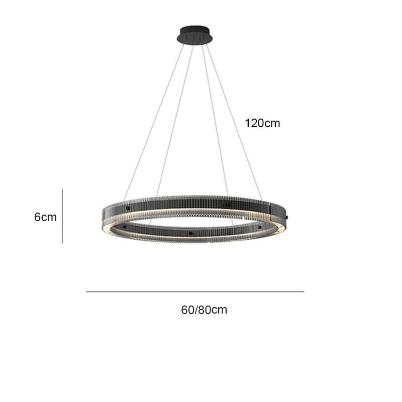 Lampada a sospensione circolare in vetro dimmerabile con telecomando 60/80 cm