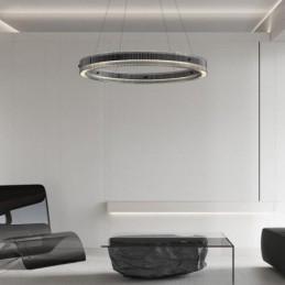Lampada a sospensione circolare in vetro dimmerabile con telecomando 60/80 cm