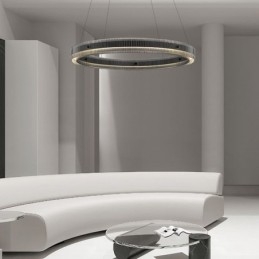 Lampada a sospensione circolare in vetro dimmerabile con telecomando 60/80 cm