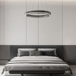 Lampada a sospensione circolare in vetro dimmerabile con telecomando 60/80 cm