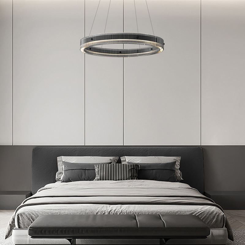 Lampada a sospensione circolare in vetro dimmerabile con telecomando 60/80 cm