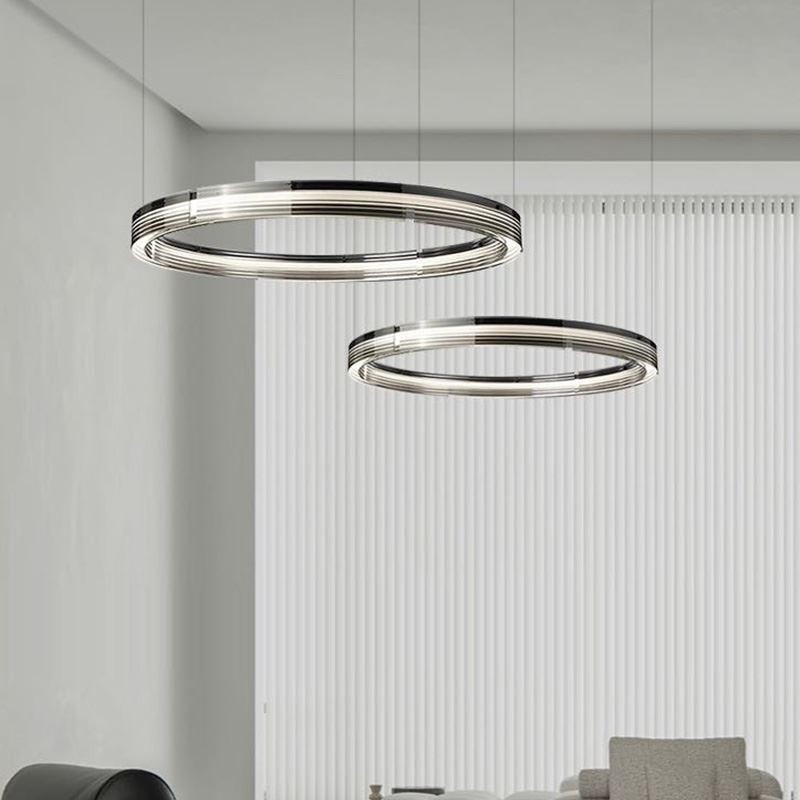 Lampada a sospensione in vetro a doppio cerchio 60+80 cm dimmerazione tricromatica