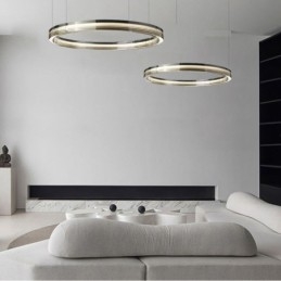 Lampada a sospensione in vetro a doppio cerchio 60+80 cm dimmerazione tricromatica