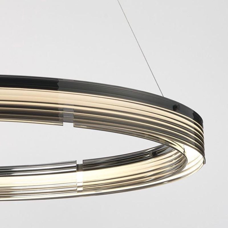Lampada a sospensione in vetro a doppio cerchio 60+80 cm dimmerazione tricromatica