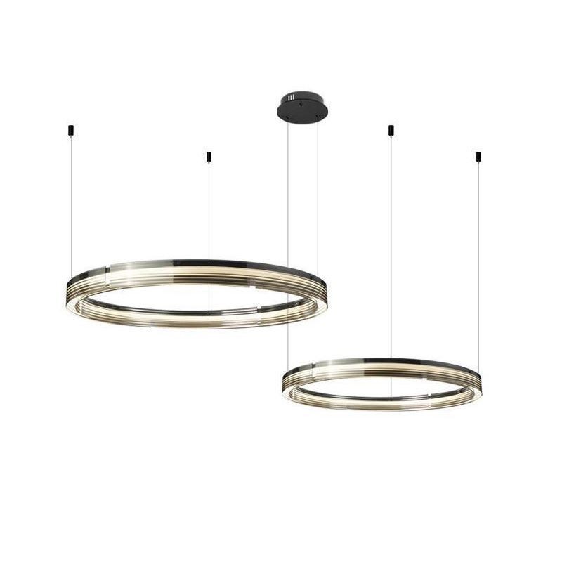 Lampada a sospensione in vetro a doppio cerchio 60+80 cm dimmerazione tricromatica