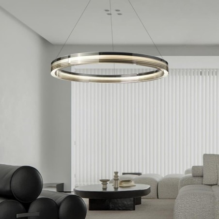 Lampada a sospensione in vetro cerchio 60 80 cm dimmerazione tricromatica