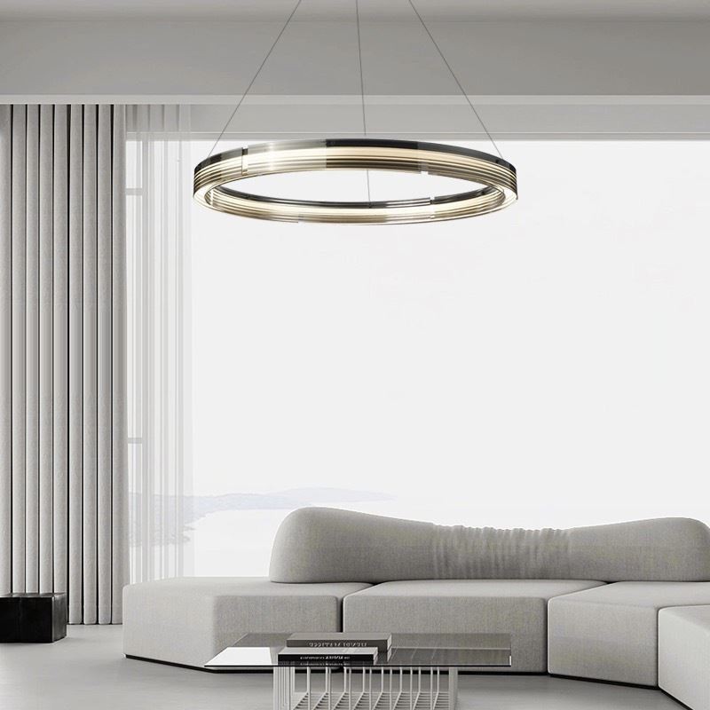 Lampada a sospensione in vetro cerchio 60 80 cm dimmerazione tricromatica