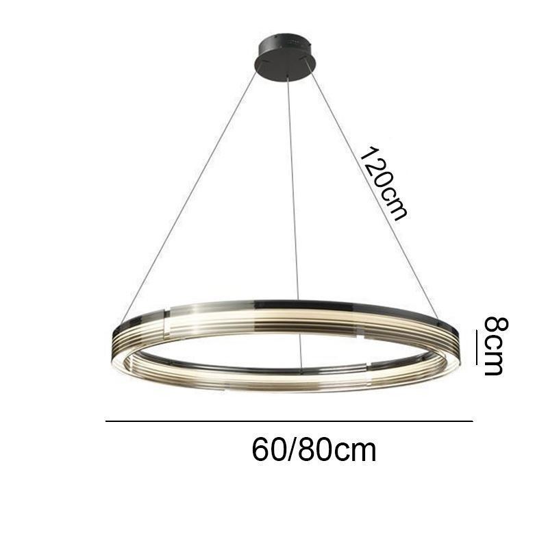 Lampada a sospensione in vetro cerchio 60 80 cm dimmerazione tricromatica