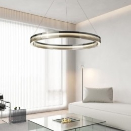 Lampada a sospensione in vetro cerchio 60 80 cm dimmerazione tricromatica