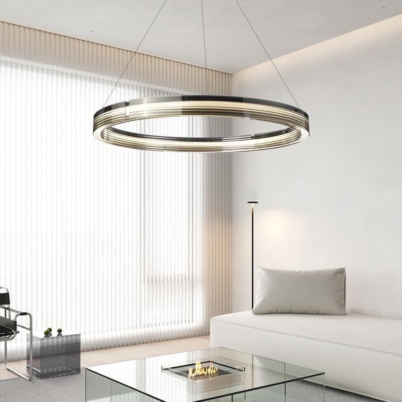 Lampada a sospensione in vetro cerchio 60 80 cm dimmerazione tricromatica