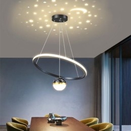 Lampada a sospensione LED moderna semplice in ferro e silicone, anello singolo