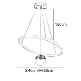 Lampada a sospensione LED moderna semplice in ferro e silicone, anello singolo