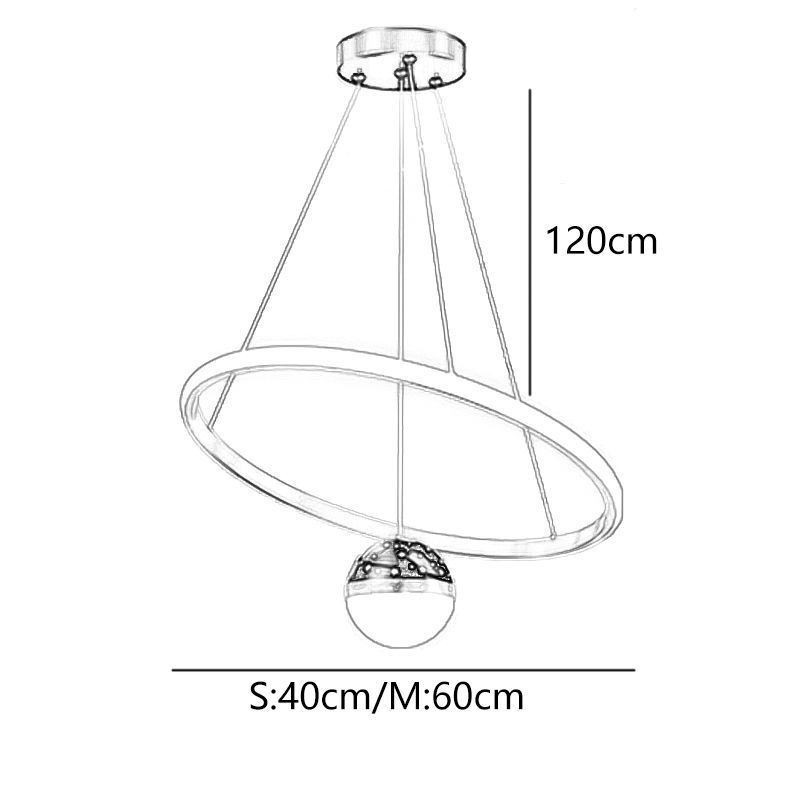 Lampada a sospensione LED moderna semplice in ferro e silicone, anello singolo