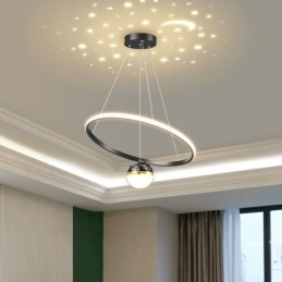 Lampada a sospensione LED moderna semplice in ferro e silicone, anello singolo