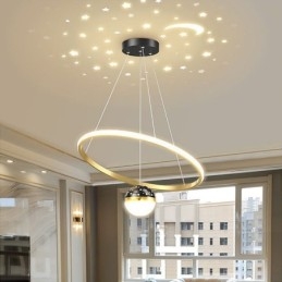 Lampada a sospensione LED moderna semplice in ferro e silicone, anello singolo