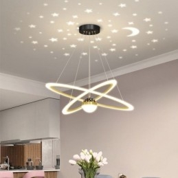 Lampada a sospensione LED in ferro e acrilico effetto cielo stellato, anello
