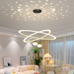 Lampada a sospensione LED in ferro e acrilico effetto cielo stellato, anello