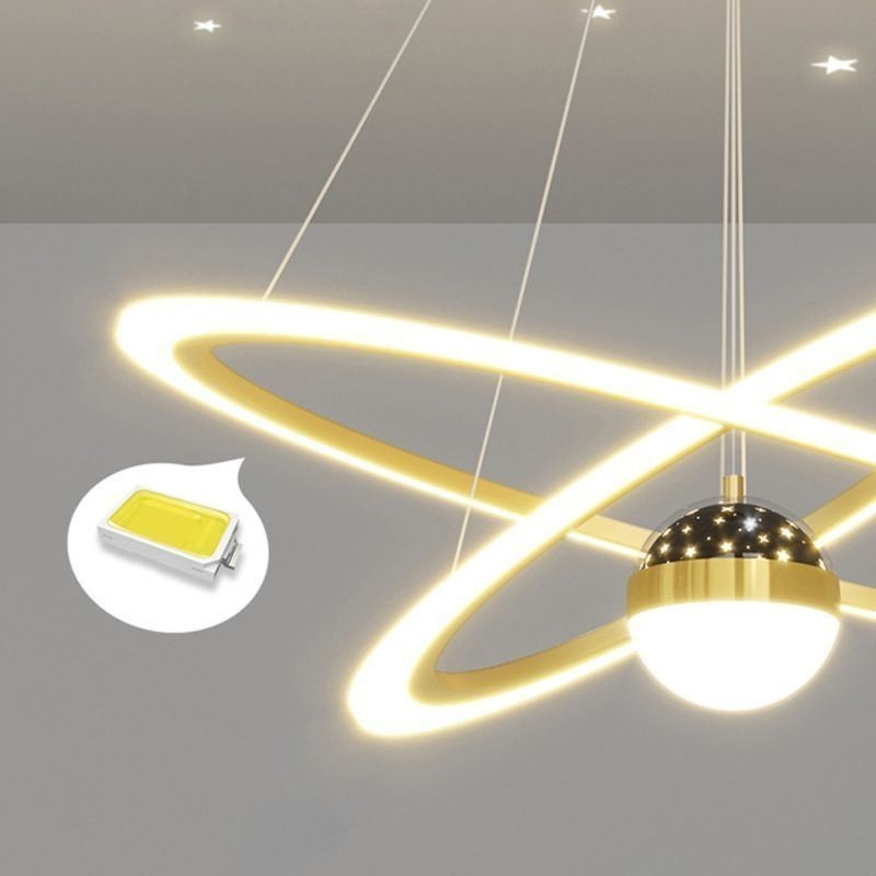 Lampada a sospensione LED in ferro e acrilico effetto cielo stellato, anello