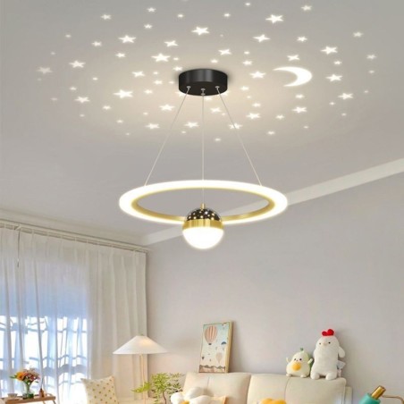 Lampada a sospensione LED minimalista in ferro battuto e acrilico a anello stella