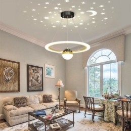 Lampada a sospensione LED minimalista in ferro battuto e acrilico a anello stella