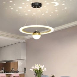Lampada a sospensione LED minimalista in ferro battuto e acrilico a anello stella