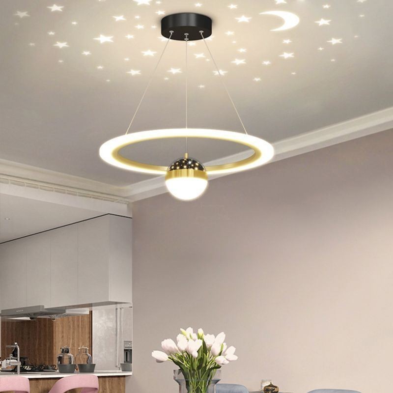 Lampada a sospensione LED minimalista in ferro battuto e acrilico a anello stella