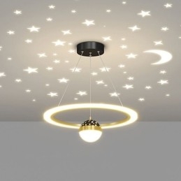 Lampada a sospensione LED minimalista in ferro battuto e acrilico a anello stella
