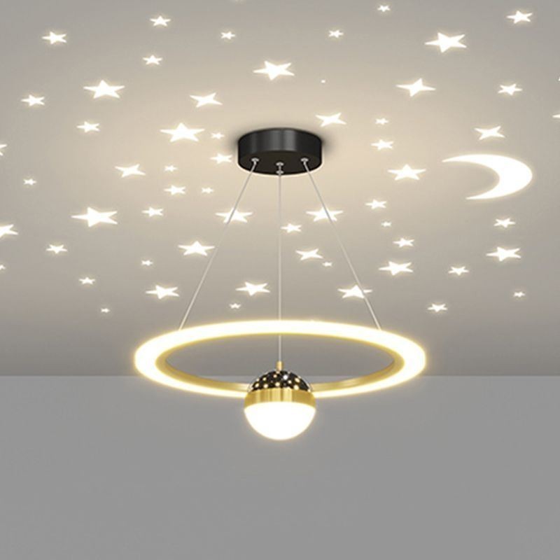 Lampada a sospensione LED minimalista in ferro battuto e acrilico a anello stella