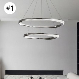 Lampada a sospensione LED doppio cerchio in ferro battuto e acrilico 80×5 cm
