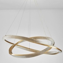 Lampada a sospensione LED doppio cerchio in ferro battuto e acrilico 80×5 cm