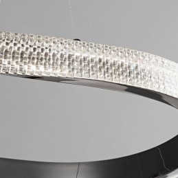 Lampada a sospensione LED doppio cerchio in ferro battuto e acrilico 80×5 cm
