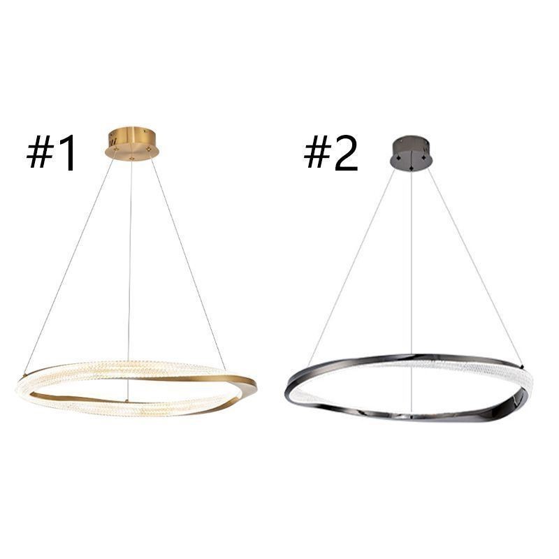 Lampada a sospensione LED in ferro battuto con anello in acrilico, luce da soffitto a cerchio singolo