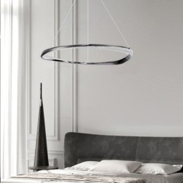 Lampada a sospensione LED in ferro battuto con anello in acrilico, luce da soffitto a cerchio singolo
