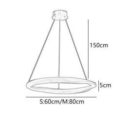 Lampada a sospensione LED in ferro battuto con anello in acrilico, luce da soffitto a cerchio singolo