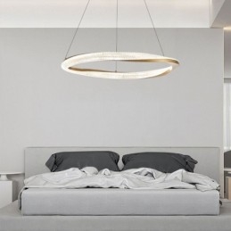 Lampada a sospensione LED in ferro battuto con anello in acrilico, luce da soffitto a cerchio singolo