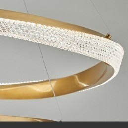 Lampada a sospensione LED in ferro battuto con anello in acrilico, luce da soffitto a cerchio singolo