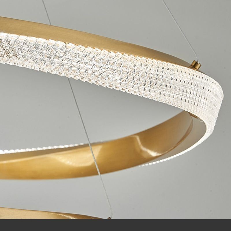 Lampada a sospensione LED in ferro battuto con anello in acrilico, luce da soffitto a cerchio singolo