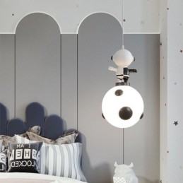 Lampada a sospensione in ferro battuto Moon Landing, piccola lampada da soffitto