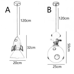 Lampada a sospensione in ferro battuto Moon Landing, piccola lampada da soffitto