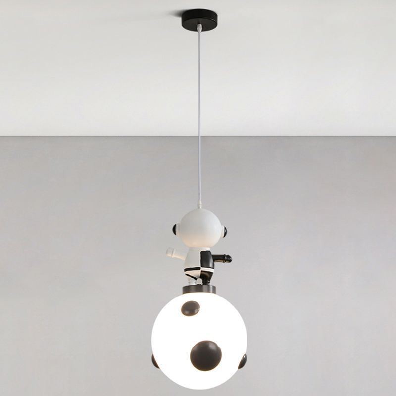 Lampada a sospensione in ferro battuto Moon Landing, piccola lampada da soffitto
