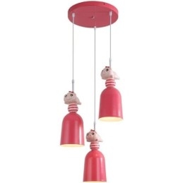 Lampada a sospensione in resina a forma di porcellino rosa