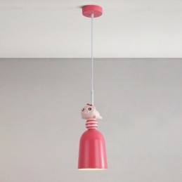 Lampada a sospensione in resina a forma di porcellino rosa