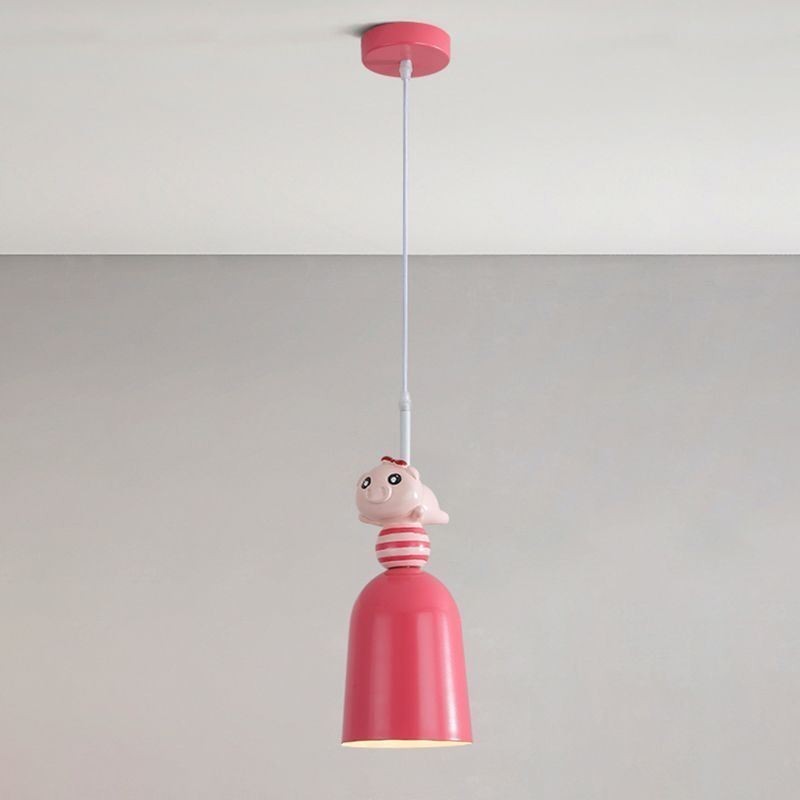 Lampada a sospensione in resina a forma di porcellino rosa
