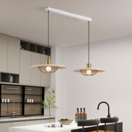 Lampada a sospensione nordica in ferro battuto con disco, 2 luci, E26/E27
