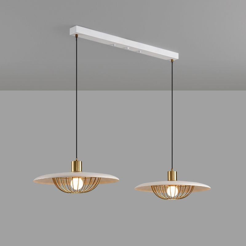 Lampada a sospensione nordica in ferro battuto con disco, 2 luci, E26/E27